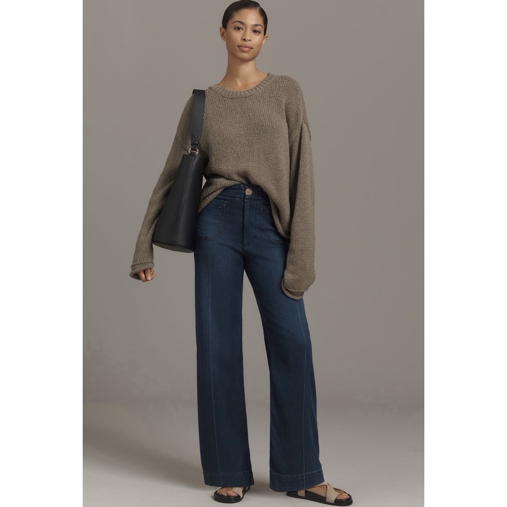 Anthropologie Mauve Size 26 The Colette Full Length Denim Stretch Wide Leg Jeans